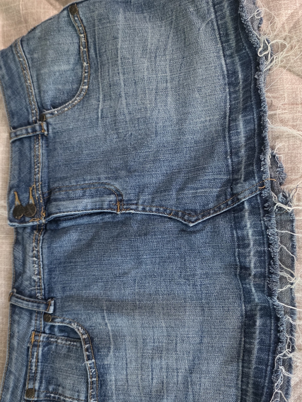 Younique Blue Denim Frayed Hem Mini Skirt